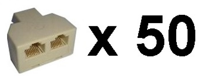50 Adattatore rj45 femmina 2xrj45 femmina sdoppiamento modulare ethernet jr international - 1