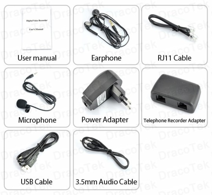Dictáfono 8gb mp3 teléfono bluetooth grabadora de registro telefónico comunicación jr international - 1
