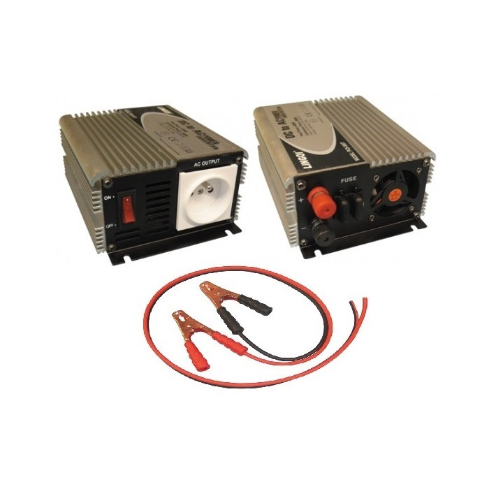 Convertidor con onda senoidal modificada 300w entrada 24vdc salida 230vac toma de tierra de espiga reencedido automático vellema