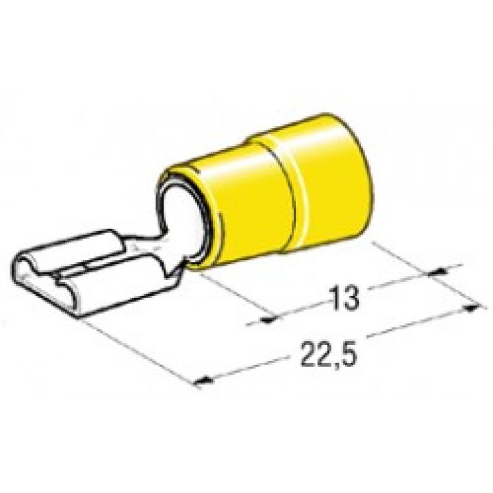 Lotto 10 faston femmina giallo baccelli 6.3x0.8mm cen - 1