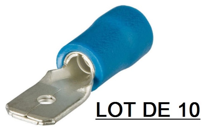 Set of 10 blue lugs female 6.3x0.8mm faston cen - 1