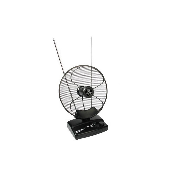 Parabolica antenna tv uhf vhf fm tv tnt antm4 28db amplificatore 220v uso interno 12v hama - 2
