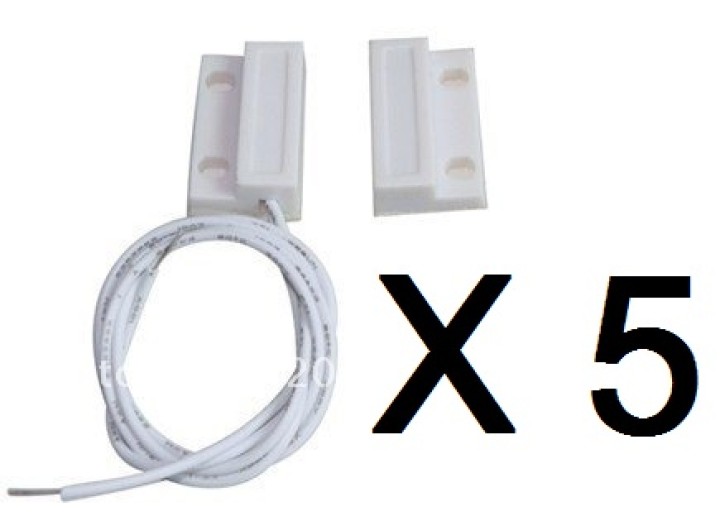 5 Contatto nf sporgente 23 millimetri bianco rivelatore magnetico di apertura sensore 114ms per allarme jr international - 1