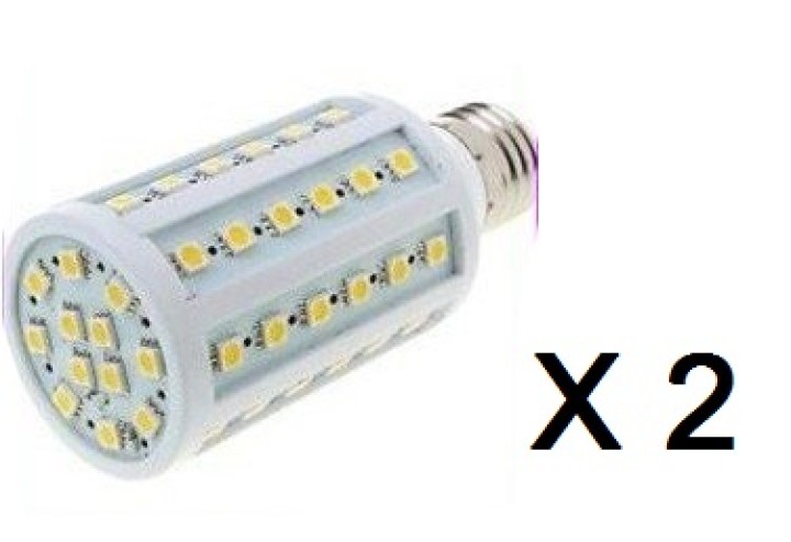 2 X Bombilla 12w e27 220v 60 leds smd 5050 360 1050 lumen blanco frío jr international - 1