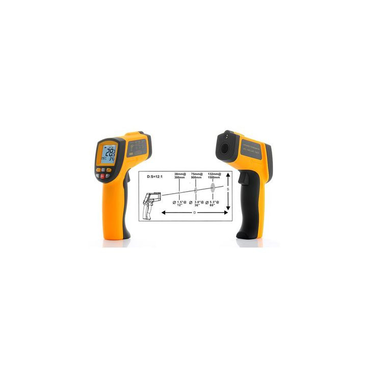 Termometro laser infrarosso digitale a 700 gradi senza contatto arancio jr international - 1