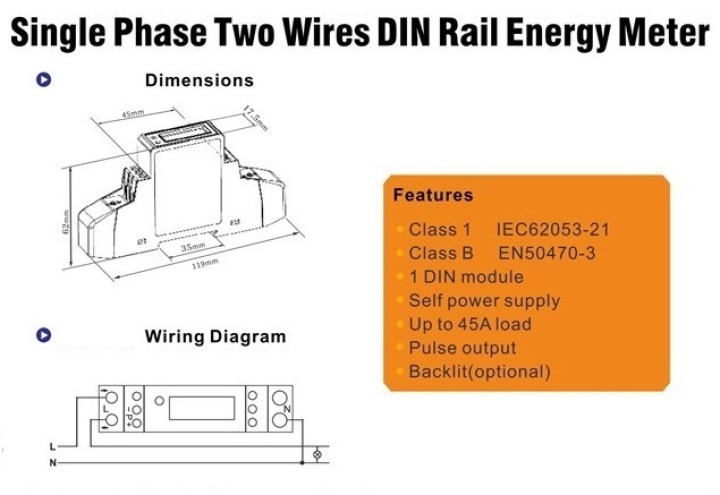Energieverbrauchsanzeige kwh stundenzähler power din-schiene 220 ??v einphasig 1 phase jr international - 7