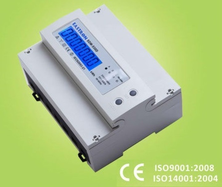 Kwh metro trifásico de cuatro hilos 100 a montaje en carril din 7 módulos emdin03 jr international - 1