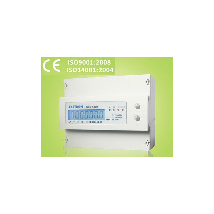 Kwh meter three phase four wire 100a din rail mounting 7 modules emdin03 jr international - 1