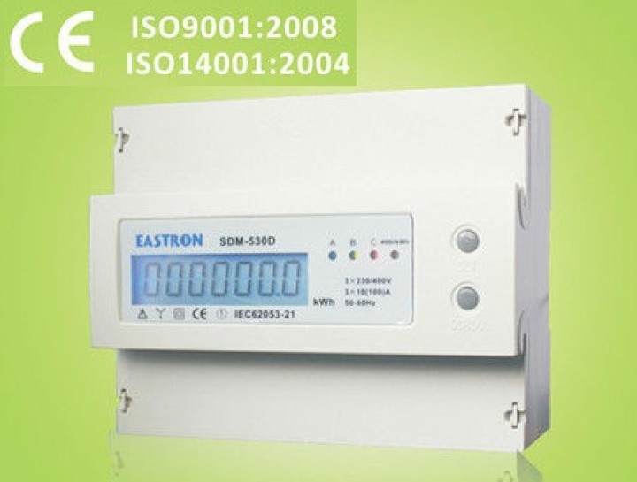 Kwh metro trifásico de cuatro hilos 100 a montaje en carril din 7 módulos emdin03 jr international - 1