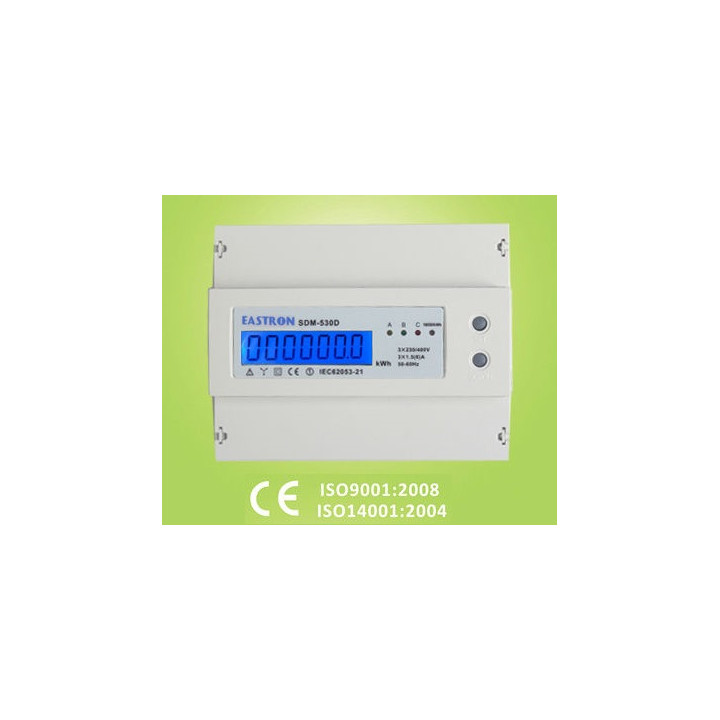 Kwh meter three phase four wire 100a din rail mounting 7 modules emdin03 jr international - 2