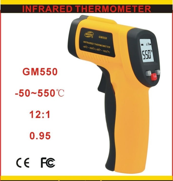 Termometro laser infrarosso digitale a 550 gradi senza contatto arancio geo fennel - 1