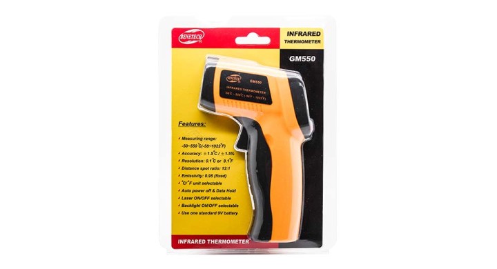 Termometro laser infrarosso digitale a 550 gradi senza contatto arancio geo fennel - 1