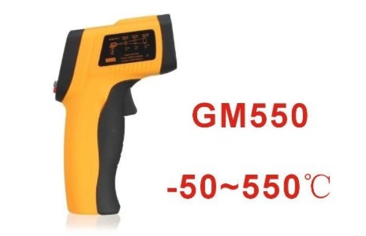 Termometro laser infrarosso digitale a 550 gradi senza contatto arancio geo fennel - 2