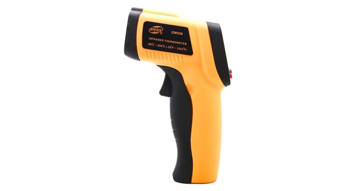 Termometro laser infrarosso digitale a 550 gradi senza contatto arancio geo fennel - 4