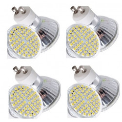 4 Gu10 white 60 led light bulb lamp 4w jr international - 2