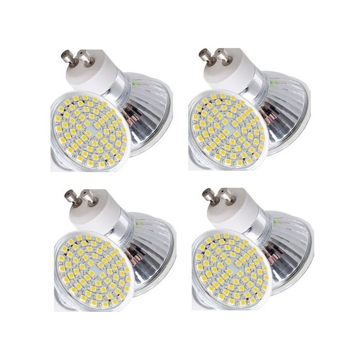 4 Gu10 white 60 led light bulb lamp 4w jr international - 2