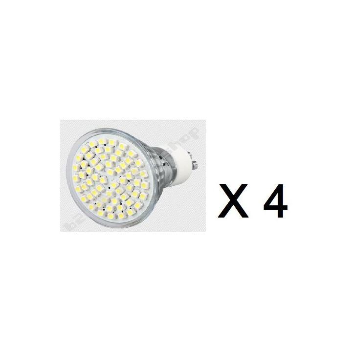 4 Gu10 white 60 led light bulb lamp 4w jr international - 1