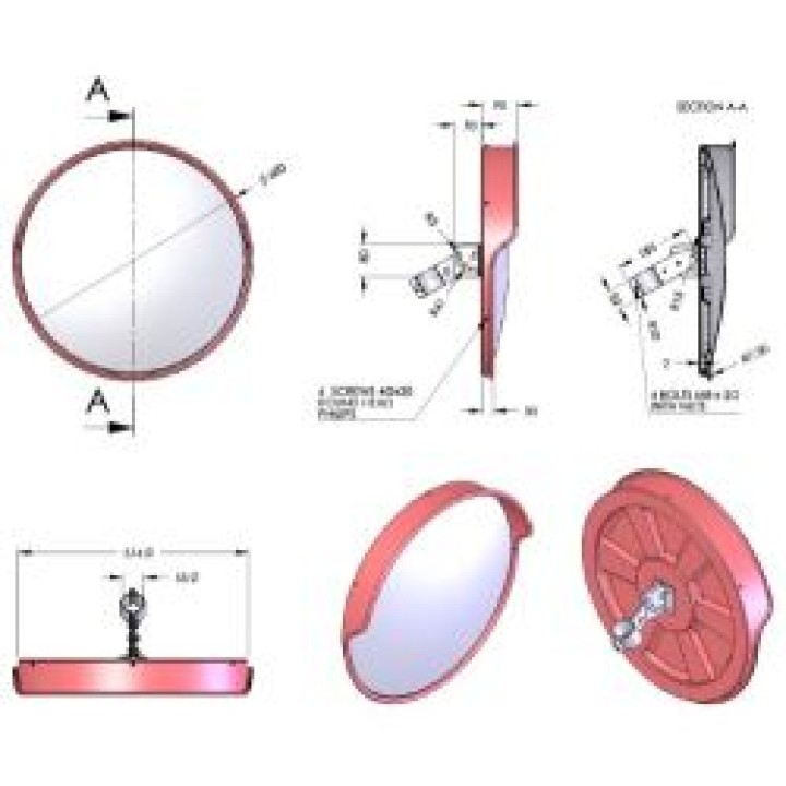 Specchio convesso di sorveglianza 60cm specchio di segnalizzazione specchi di sicurezza e circolazione jr international - 2