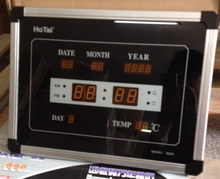 orologio rosso 225x185mm 220v LED ampio tempo di visualizzazione dell'anno la temperatura della data orium - 2