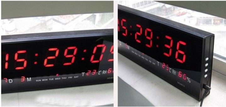 grande LED Desk calendario de pared Reloj despertador Red AC100V-240V digital jr international - 8