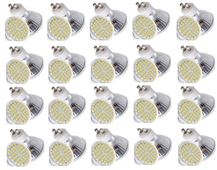 20 Gu10 white 60 led light bulb lamp 4w jr international - 2