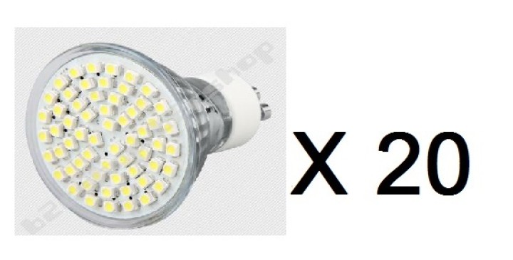 20 Gu10 white 60 led light bulb lamp 4w jr international - 1