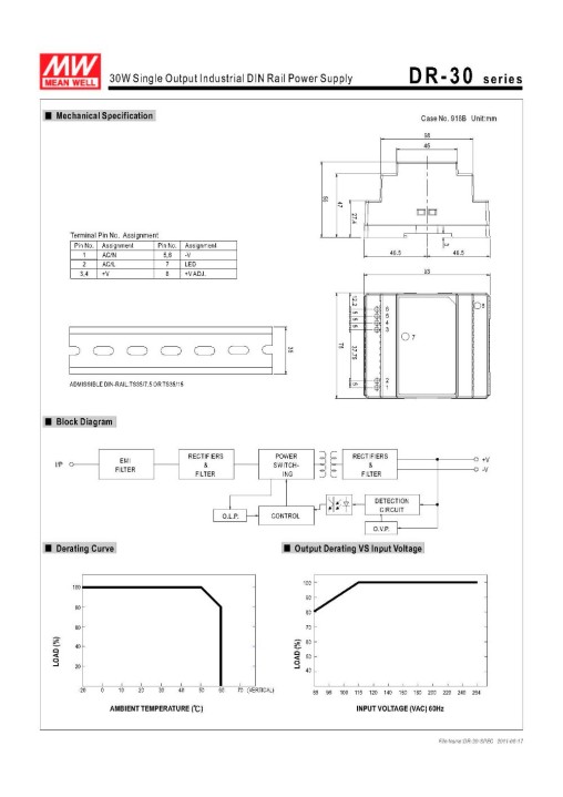 Din rail power supply 30w 5V power meanwell ac dc converter dr-30-5 DR-30W jr  international - 2