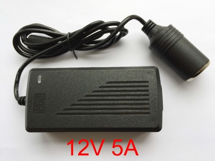 Adaptador de la energía del coche de la CA 110v-220v al cigarrillo de la CC 12v 5a 60w jr international - 1
