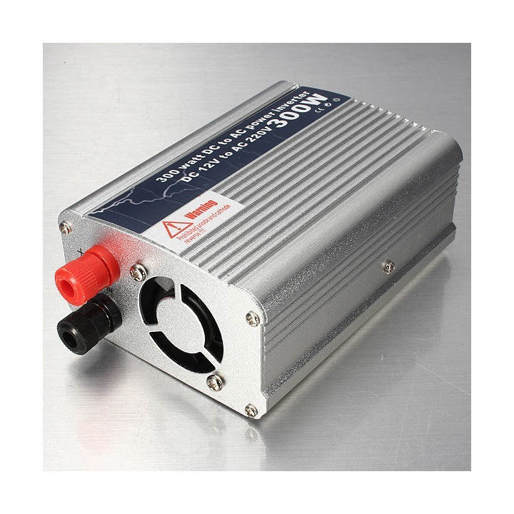Converter 12v to 220v 300w 600w peak usb plug alligator clips and universal adapter jr international - 1