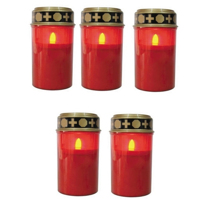 Pack 5 led novenenkerzeb flackernde led kerze, grabkerze, grabschmuck jr international - 5