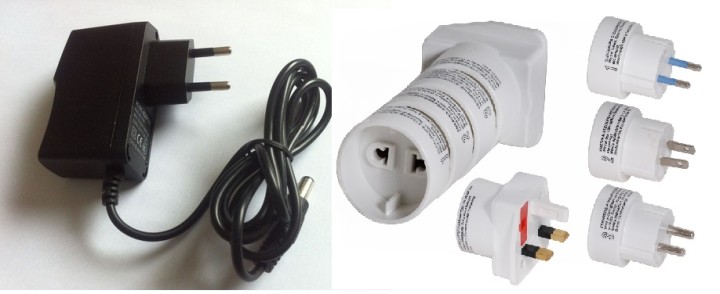 Power adapter 110v 220v to 24v 1a 1.5a 2a 2.1mm jack 5.5x + 4 adapters jr international - 1