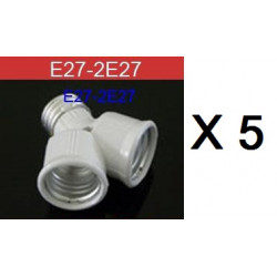5 X Adaptación 2 socket bombilla led e27 e27 doblador de salida dual 12v 24v 220v lámparas jr international - 1