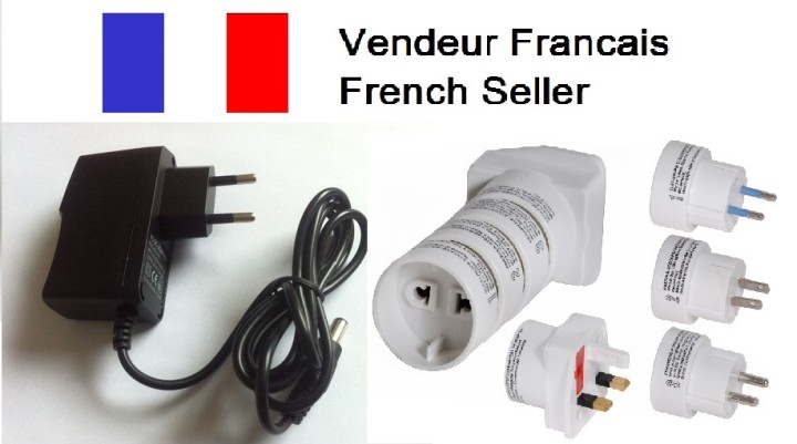Power adapter 110v 220v to 24v 1a 1.5a 2a 2.1mm jack 5.5x + 4 adapters jr international - 1