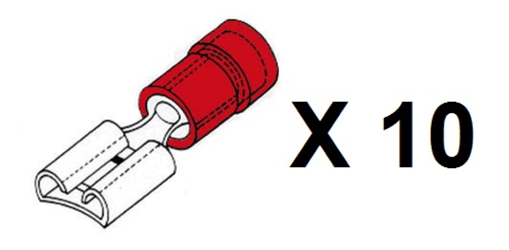 Lotto di 10 terminali femmina faston rosso 6.4mm 6,3 x0, 8mm coipo1563cg-r velleman - 2