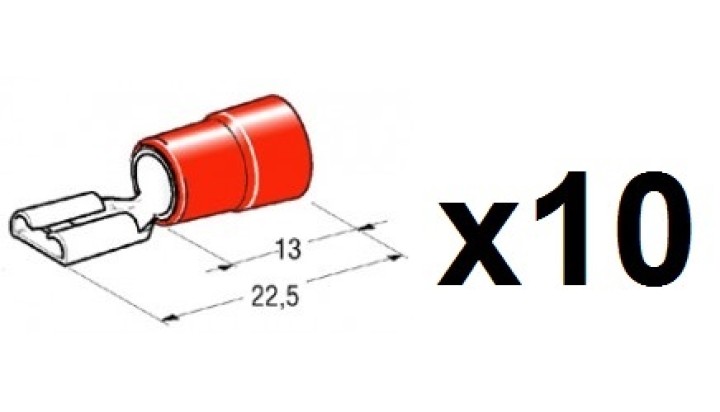 Lotto di 10 terminali femmina faston rosso 6.4mm 6,3 x0, 8mm coipo1563cg-r velleman - 1