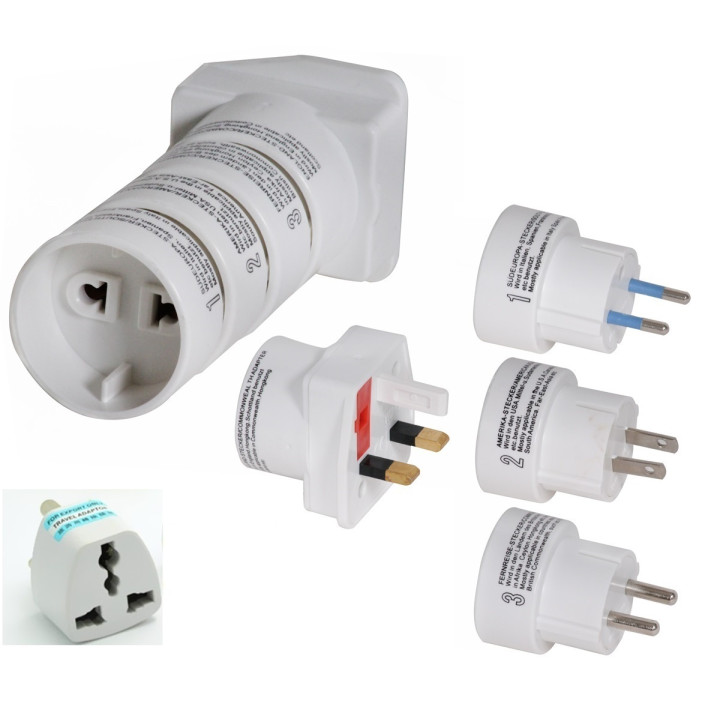 Adaptador electrico multienchufes europa gran bretana estados unidos canada medio oriente paises asiaticos adaptador convertidor