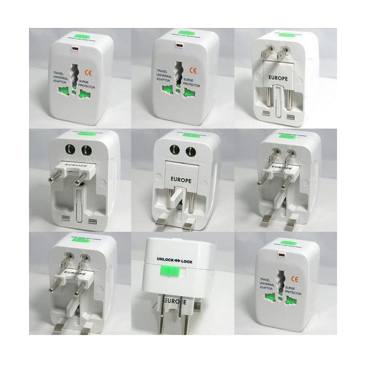 5 X Adattatore presa elettrica viaggio 150 paesi europa america usa gran bretagna uk australia jr international - 1