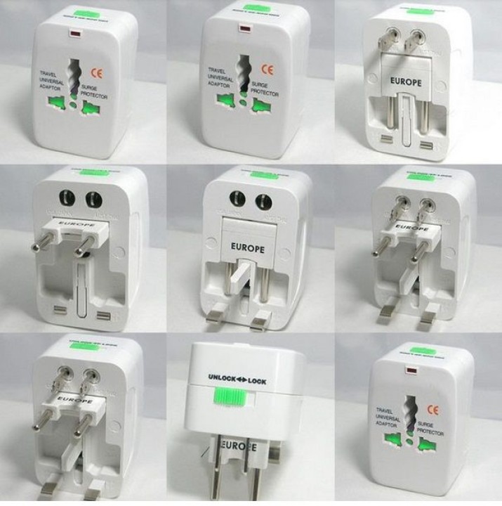5 X Adaptador enchufe electrico viaje 150 pais europa america usa gran bretana uk australia jr international - 1