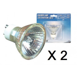 2 lampada alogena gu10 50w 230v (blister 2 pezzi)lampadina elettrica illuminazione alogena jr international - 1