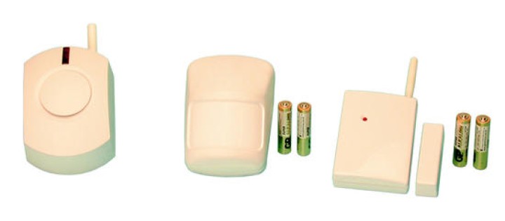 Alarm pack electronic alarm pack 1 ja60p wireless pir detector+ 1 ja60n magnetic door detector+ 1 uc216 channel receiver+ 4 p15v