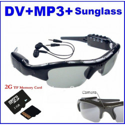Spy camera sunglasses mp3 embarquee dv86 recording spy sun glasses listening jr international - 1