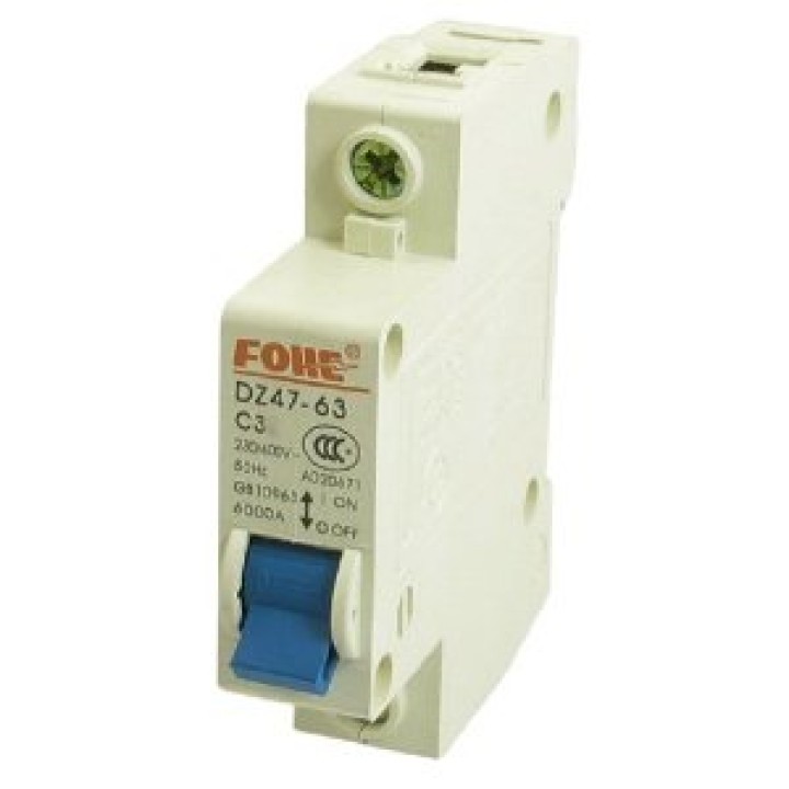 Modulare unipolare interruttore 1 polo 220v 230v 3a 6kA secondo c3 c3 DZ47-63 in 60898 jr international - 3