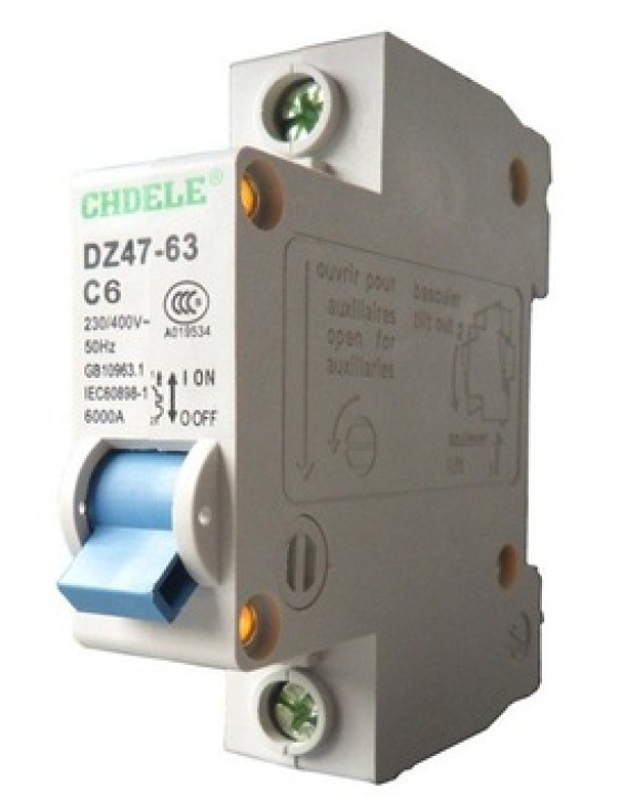Modular único interruptor polo 1 polo c3 230v 220v 6a 4.5kA según 60898 DZ47-63 c6 jr international - 3