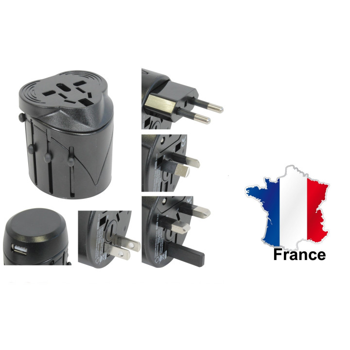 Adaptador conector electrico 150 paises con puerto usb viaje europa usa inglaterra uk australia jr international - 1