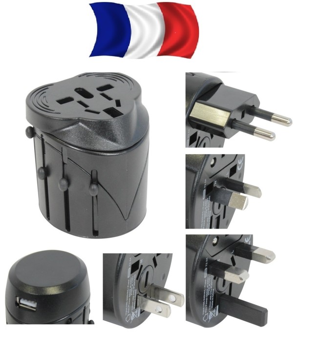 Spina con adattatore usb elettrizza 150 paesi viaggi europa usa australia regno unito gran bretagna jr international - 1