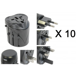10 X Usb + universal travel ac plug adapter charger us uk eu jr international - 1
