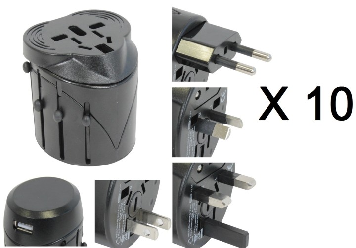 10 X Plug adapter mit usb elektrisiert 150 ländern reisen europa usa australia uk britain jr international - 1