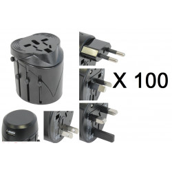 100 X Usb + universal travel ac plug adapter charger us uk eu jr international - 1