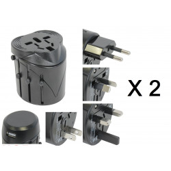 2 X Usb + universal travel ac plug adapter charger us uk eu jr international - 1