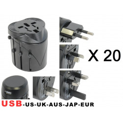 20 X Plug adapter mit usb elektrisiert 150 ländern reisen europa usa australia uk britain jr international - 1